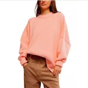 Free People Easy Street Tunic Sweater size L Apricot Peach color